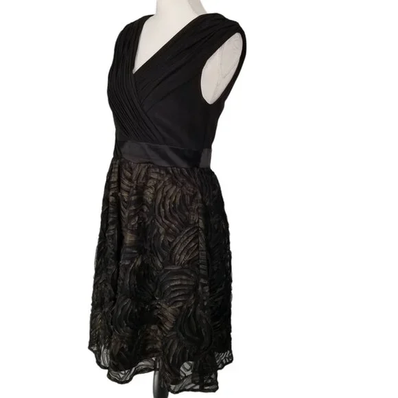 Adrianna Papell Women's Black Tulle Fit Flare Evening Cocktail Party Dre… - Picture 8 of 9